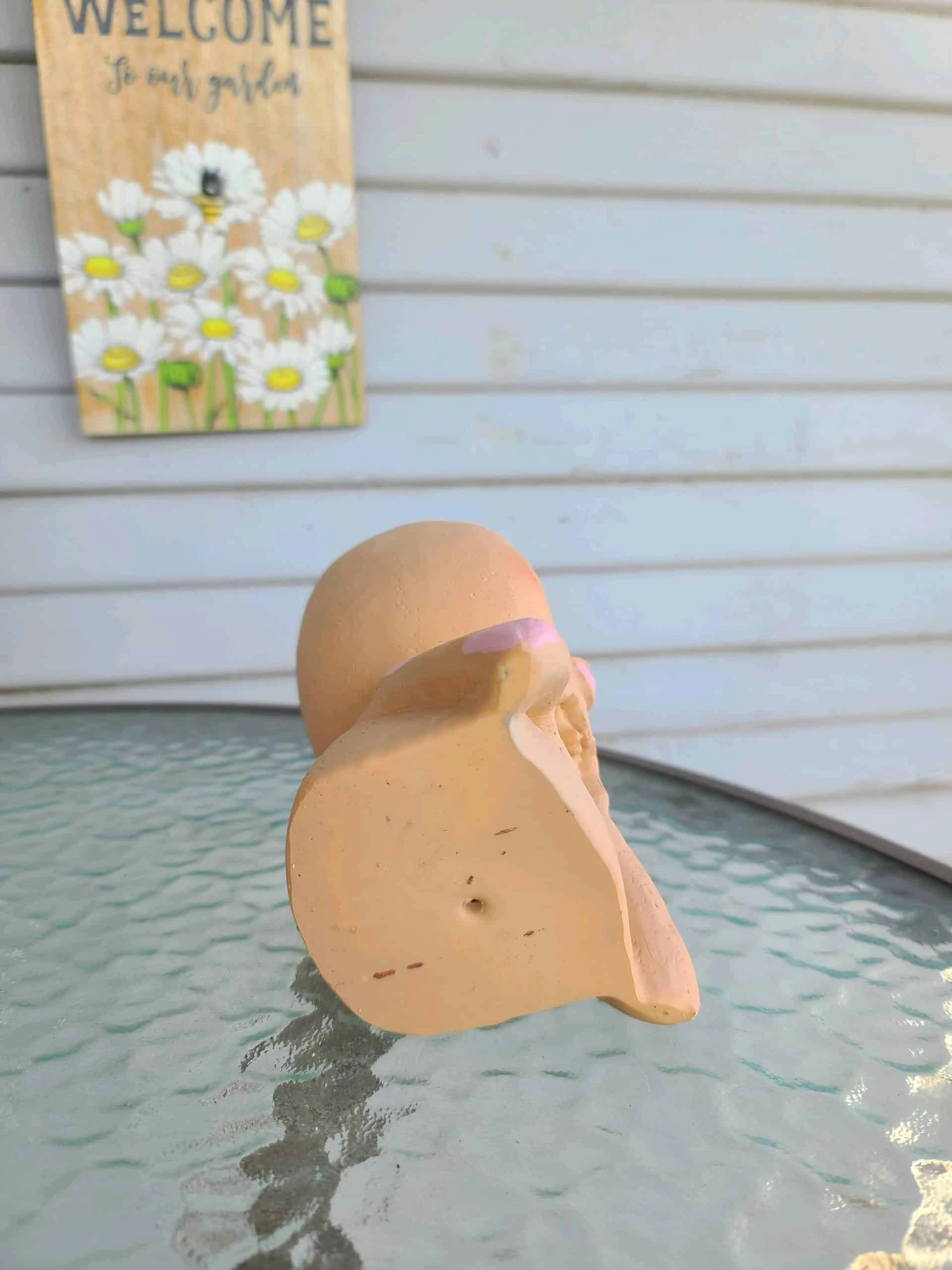 Girl Face Head Planter Brown With Live Succulent - Image 2