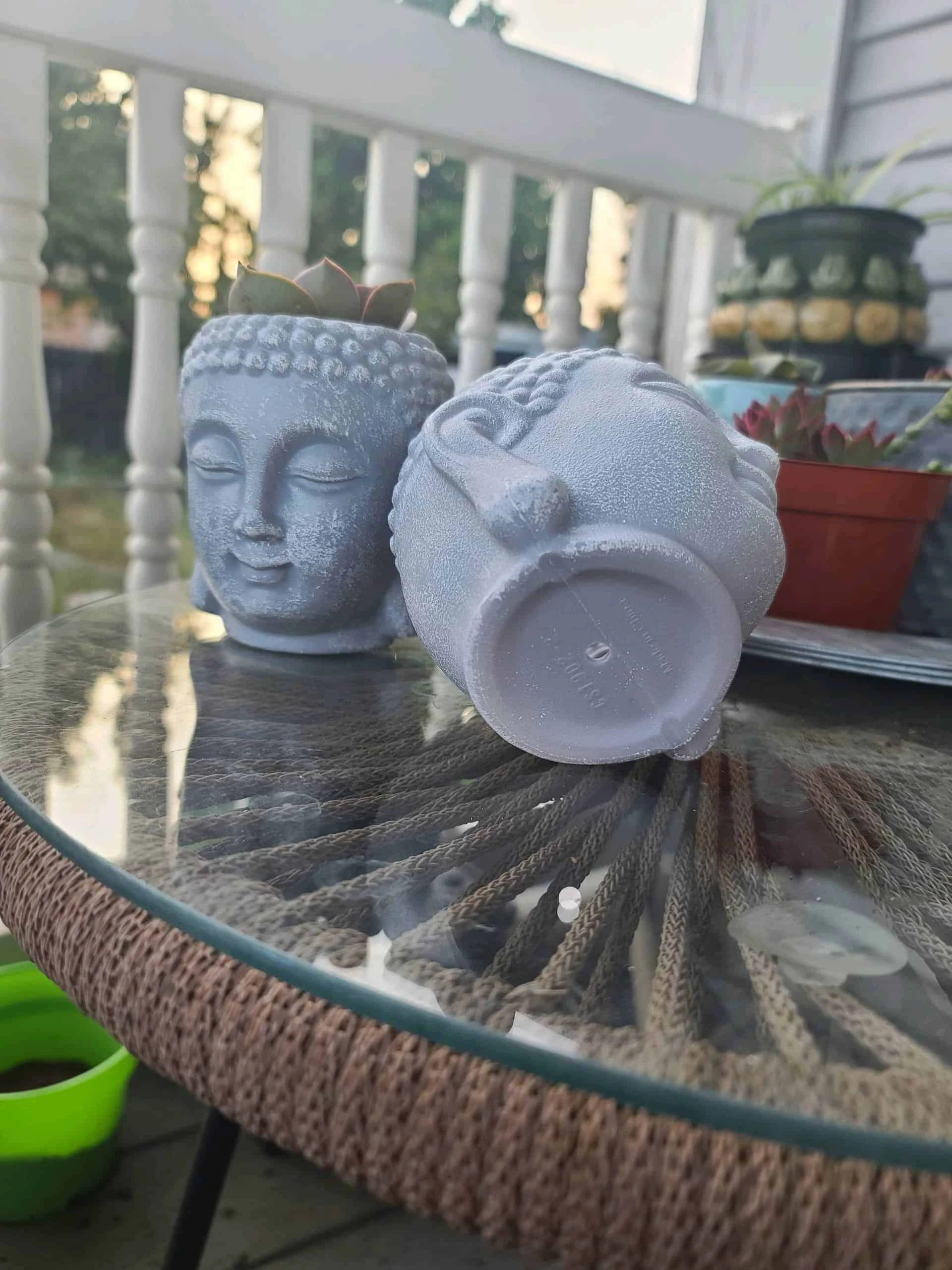 Buddha Head Planter With Live Succulent - Image 5