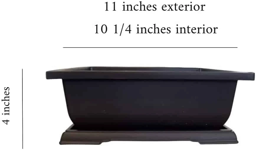 Large Bonsai Pot And Drip Tray - 11 Inch Rectangle Container With Tray - Image 3