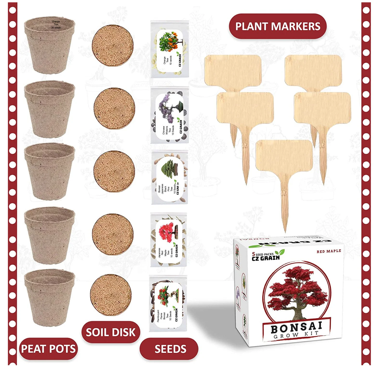 Bonsai Tree Kit – Grow 5 Species Of Bonsai Tree W/ Our All-in-One Plant Kit: Bonsai Pots & Soil | Great Gardening Gifts For Women And Men - Image 2