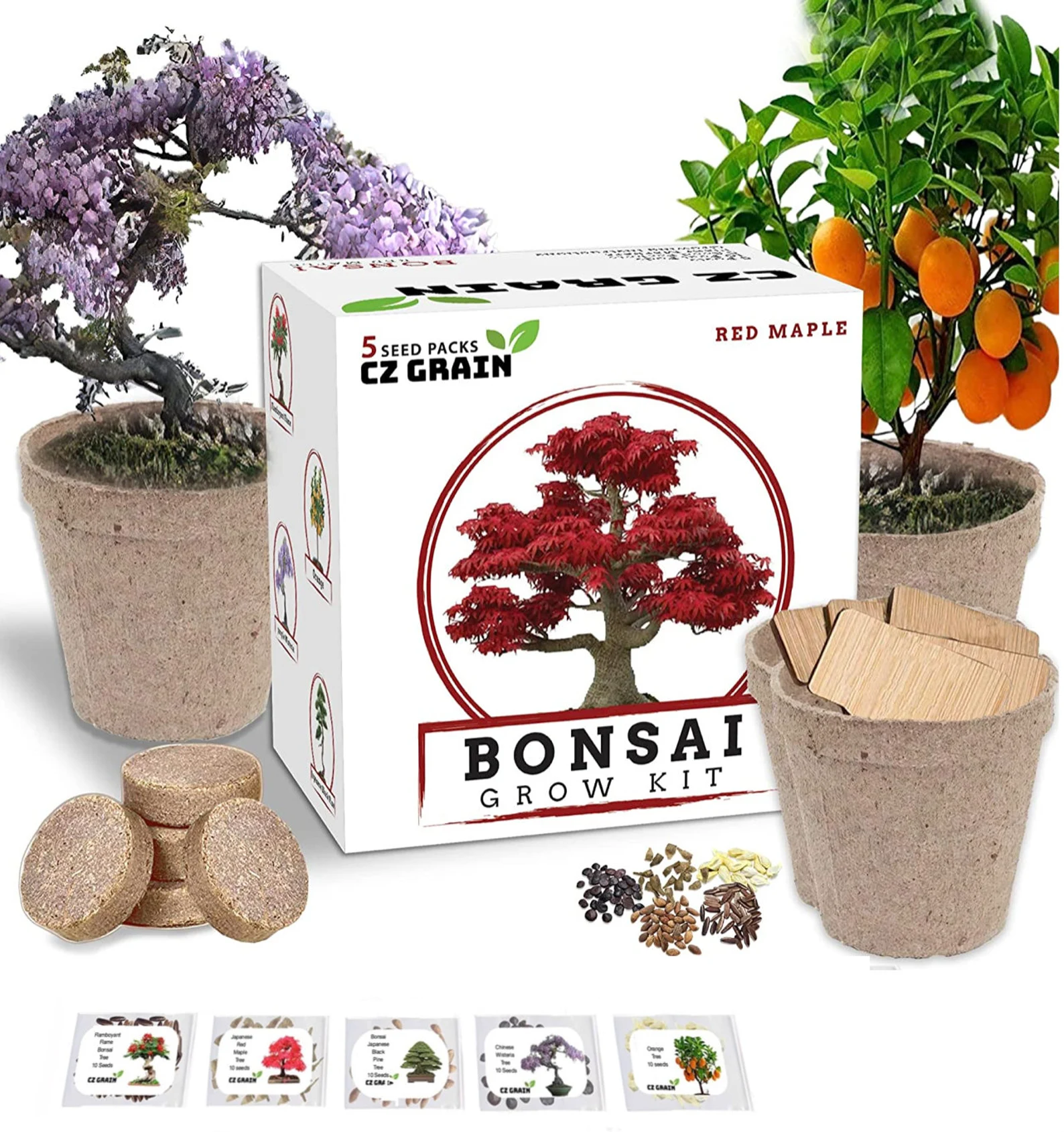 Bonsai Tree Kit – Grow 5 Species Of Bonsai Tree W/ Our All-in-One Plant Kit: Bonsai Pots & Soil | Great Gardening Gifts For Women And Men
