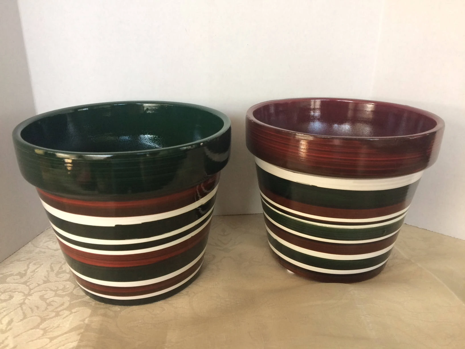 Medium Succulent Plant - Arrangement In Round Striped Ceramic Planter. Beautiful, Completely Assembled Dish Garden.. - Image 6