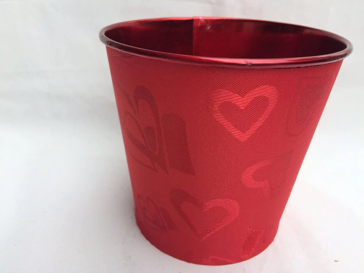 Large Succulent Arrangement In A Red Heart Patterned Fabric Covered Planter. Beautiful, Completely Assembled Dish Garden. - Image 7